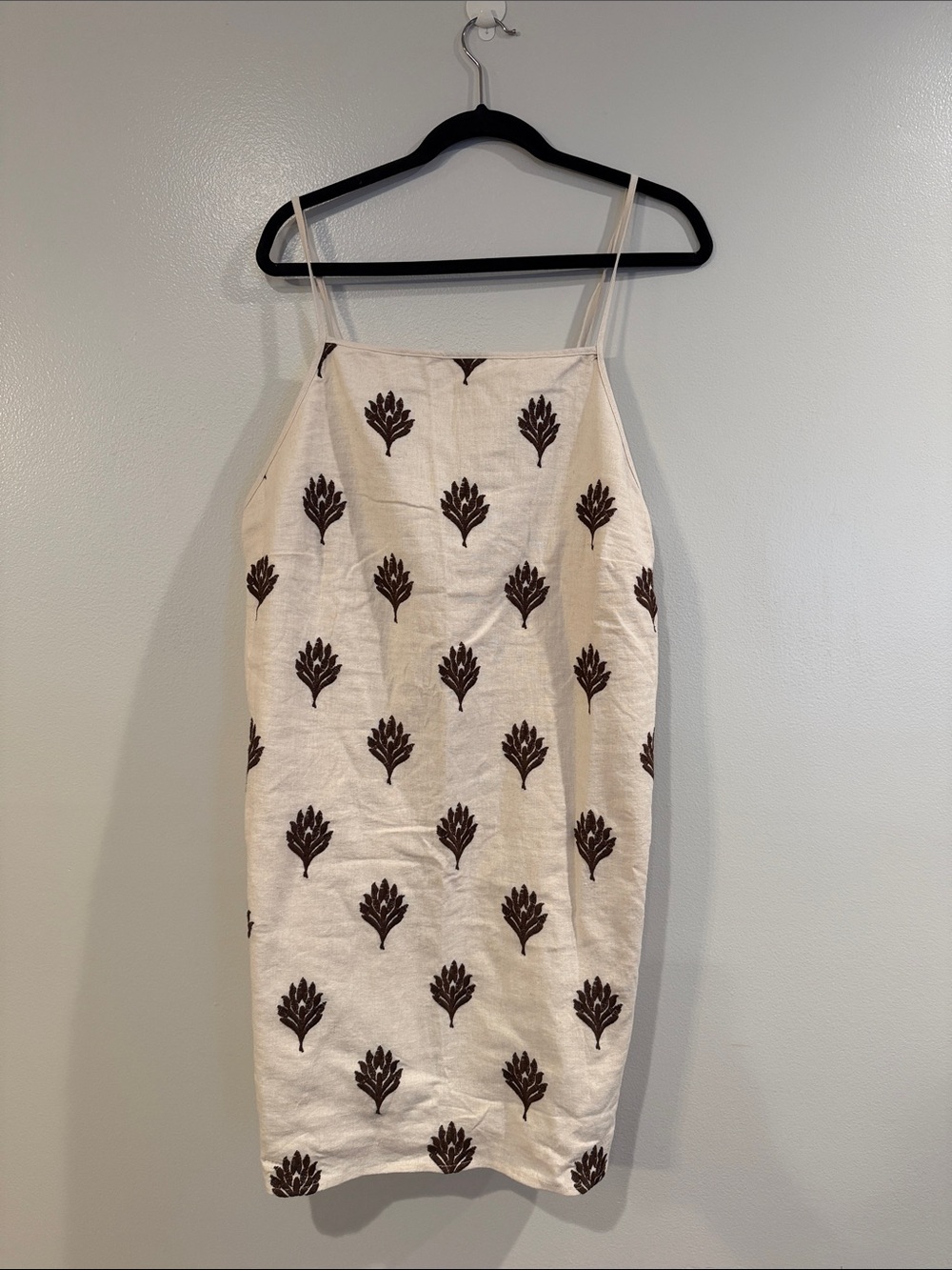 Abercrombie & Fitch Cream Mini Dress with Brown Embroidery